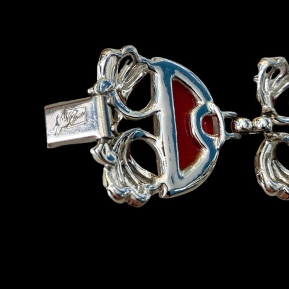 “Red Moonglow” 60s Chunky Coro Pegasus Thermoset Bracelet 7” - Picture 7 of 12